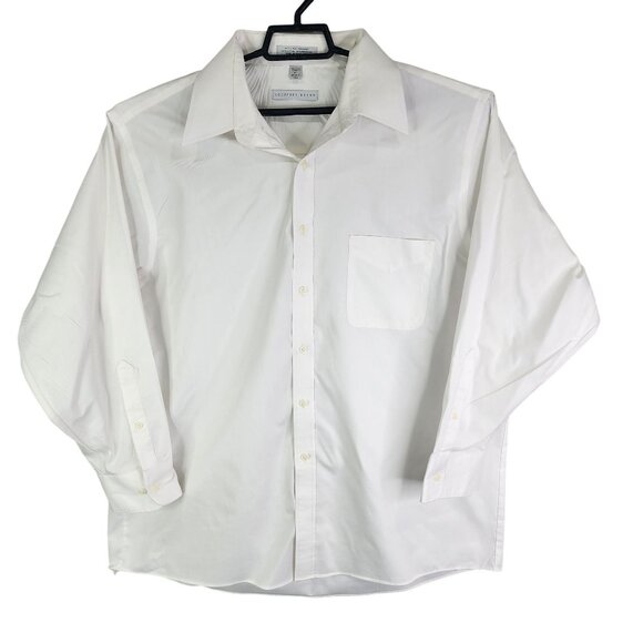 Mens White Geoffrey Beene Shirt Button Down Long Sleeve Size XL - Picture 1 of 7